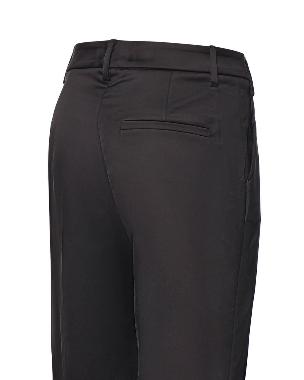 Genny Black Straight-Leg Satin Trousers
