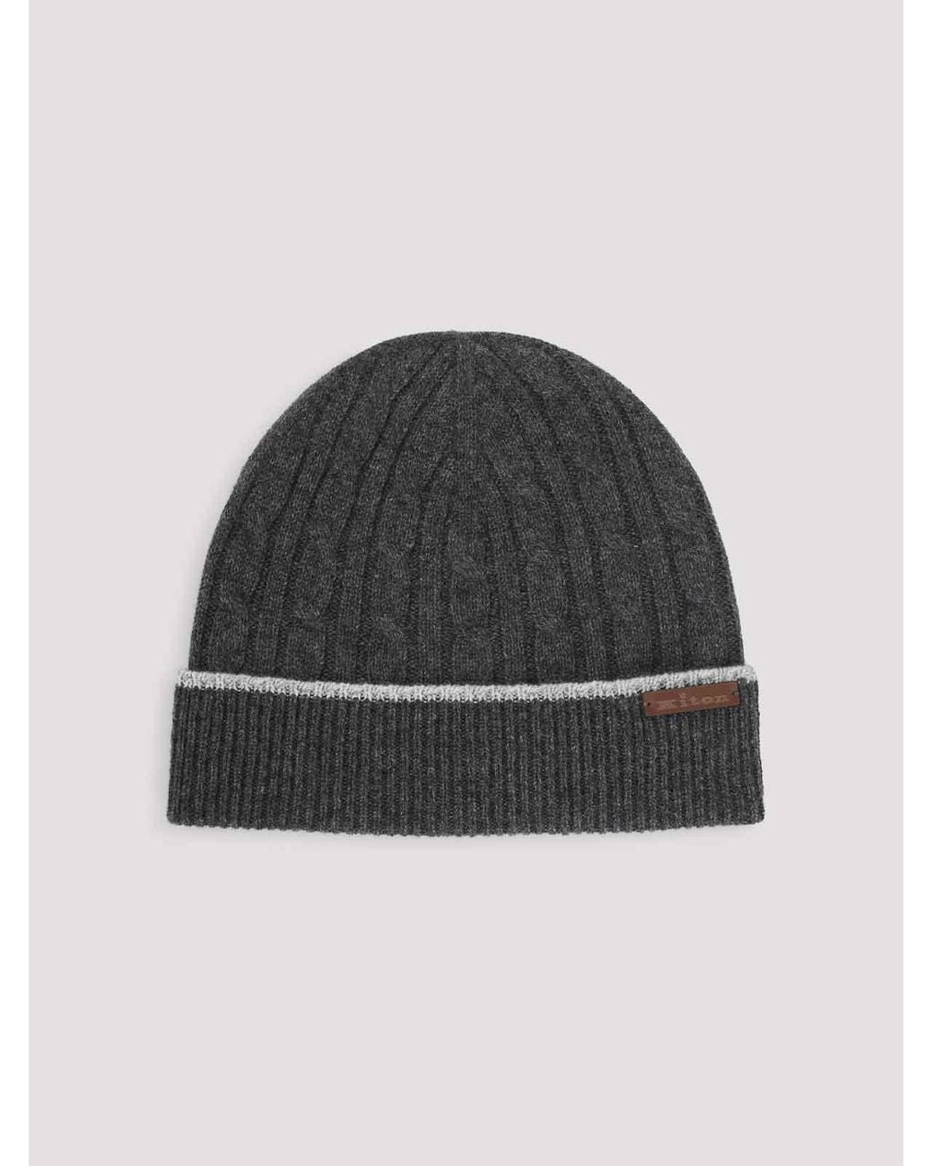 Kiton Black Cable-Knit Beanie for men