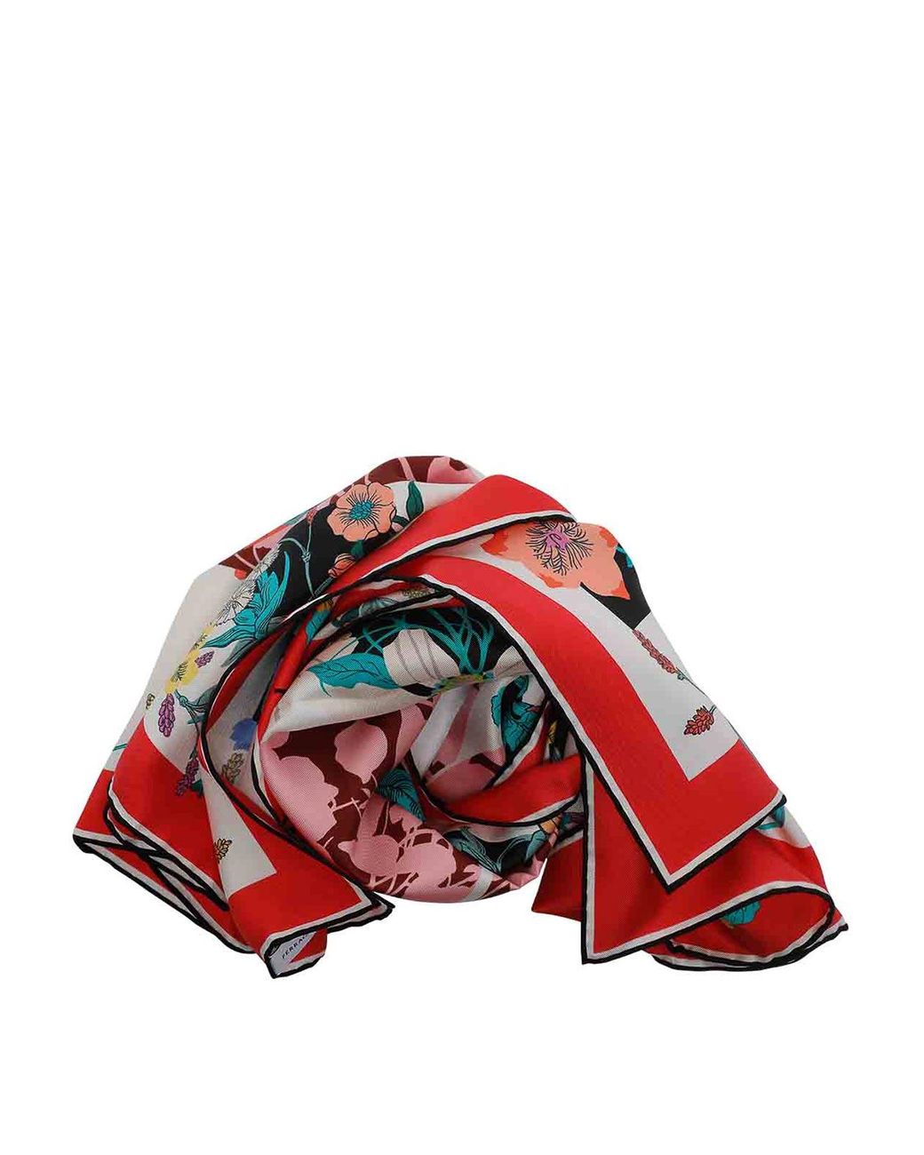 Ferragamo Red Pegaso Printed Silk Foulard