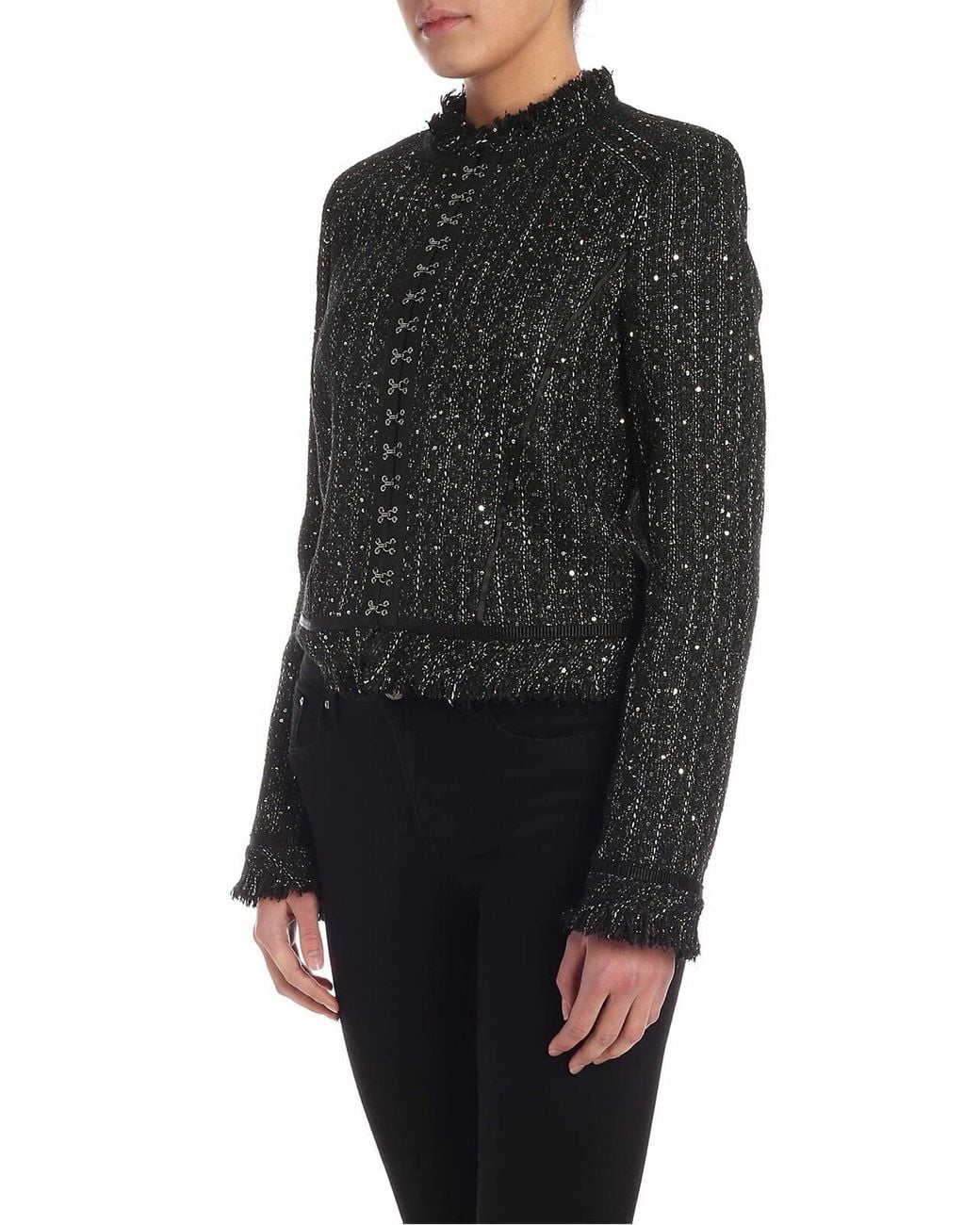 Karl Lagerfeld Black Sparkle Bouclé Jacket