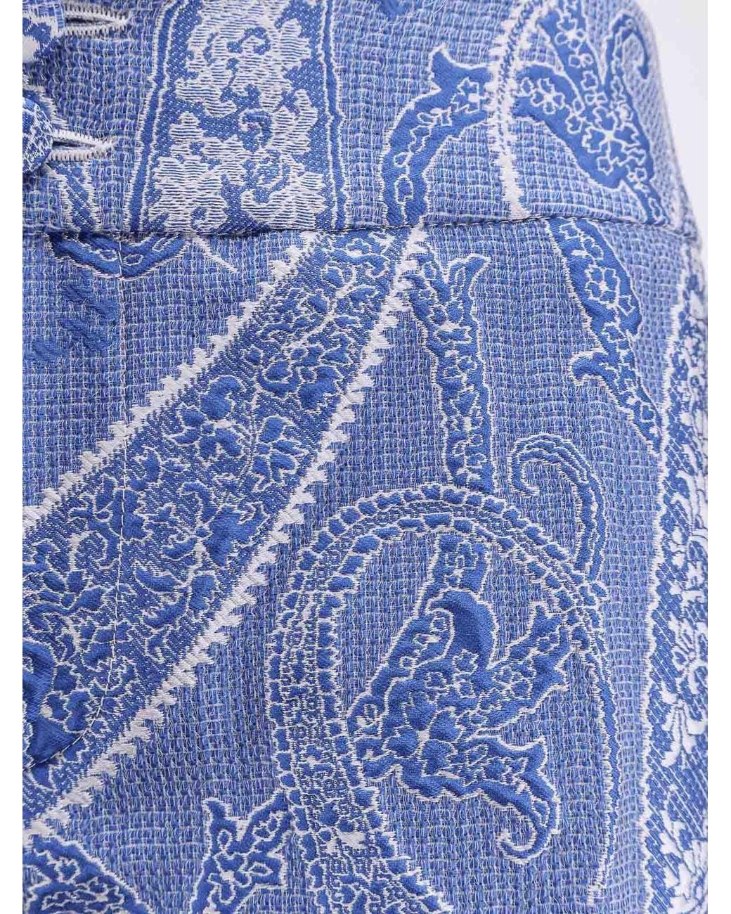 Etro Blue Paisley Jacquard Pants
