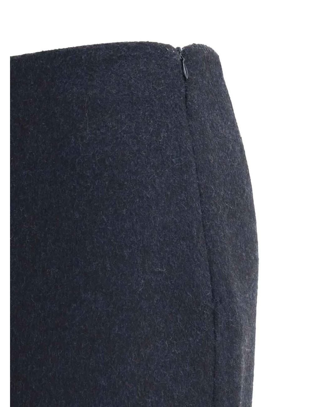 Brunello Cucinelli Blue Virgin Wool Midi Skirt