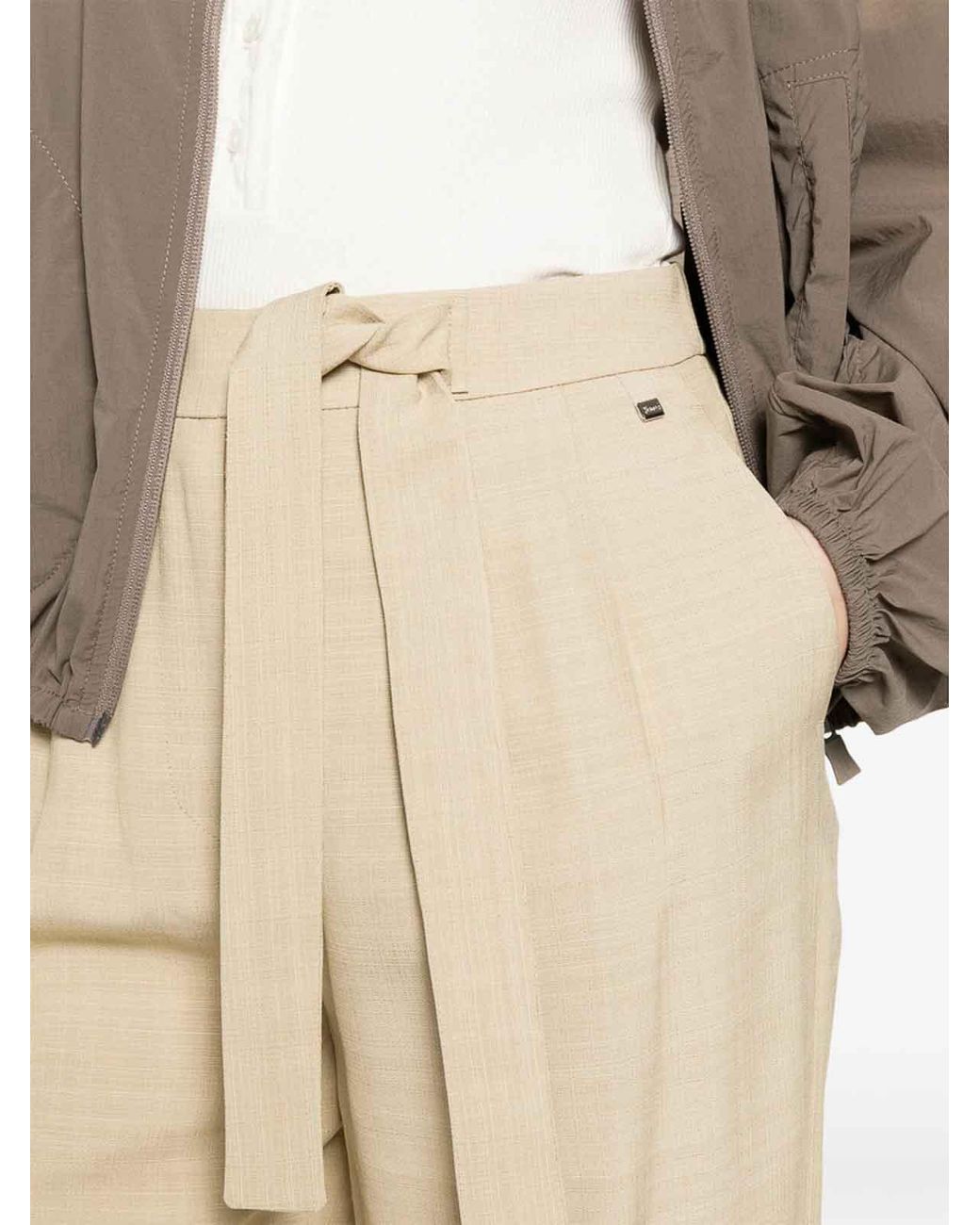 Herno Natural Casual Trousers With Belt