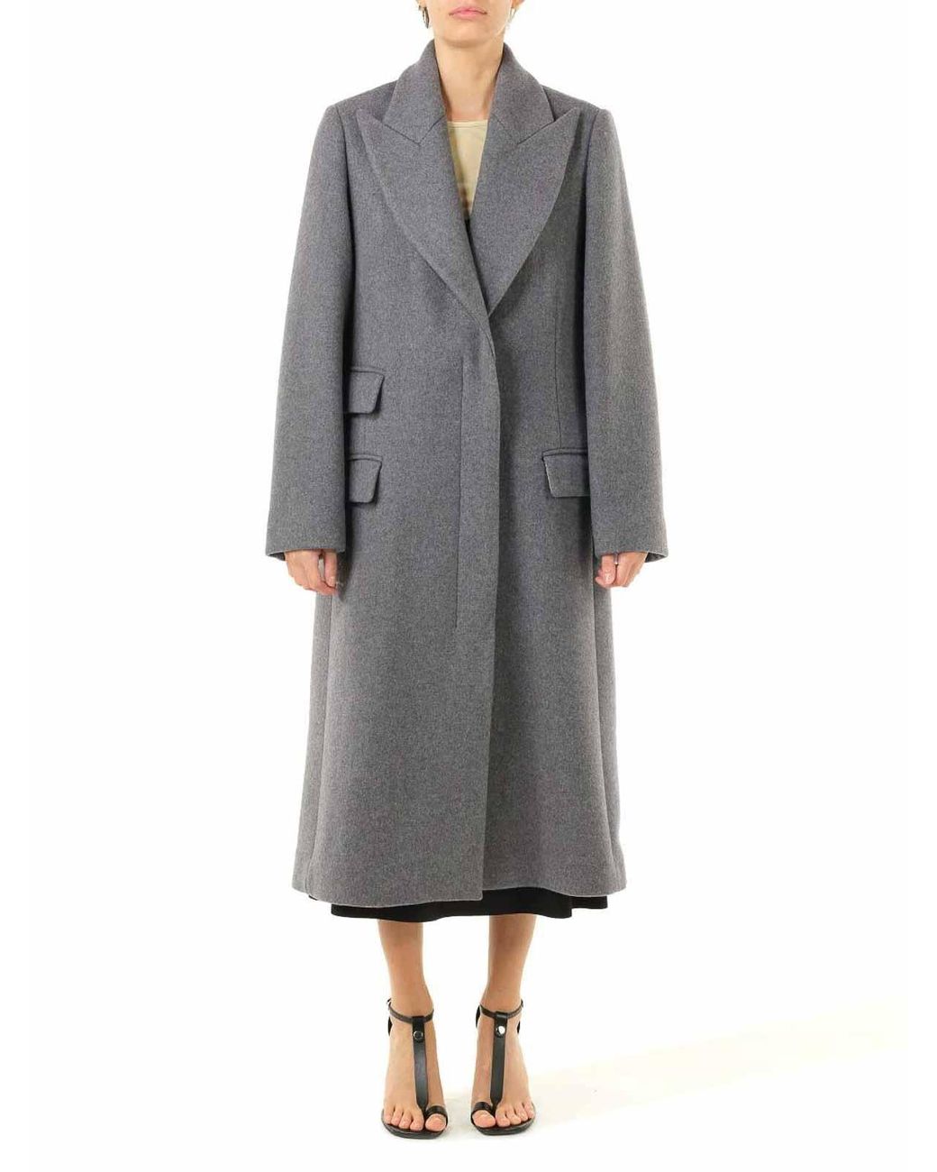 Loewe Gray Wool And Cashmere Long Coat