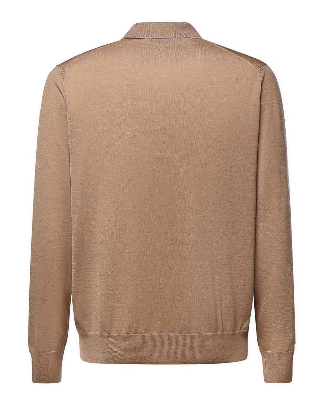 Giuliano Galiano Brown Wool Polo Sweater for men