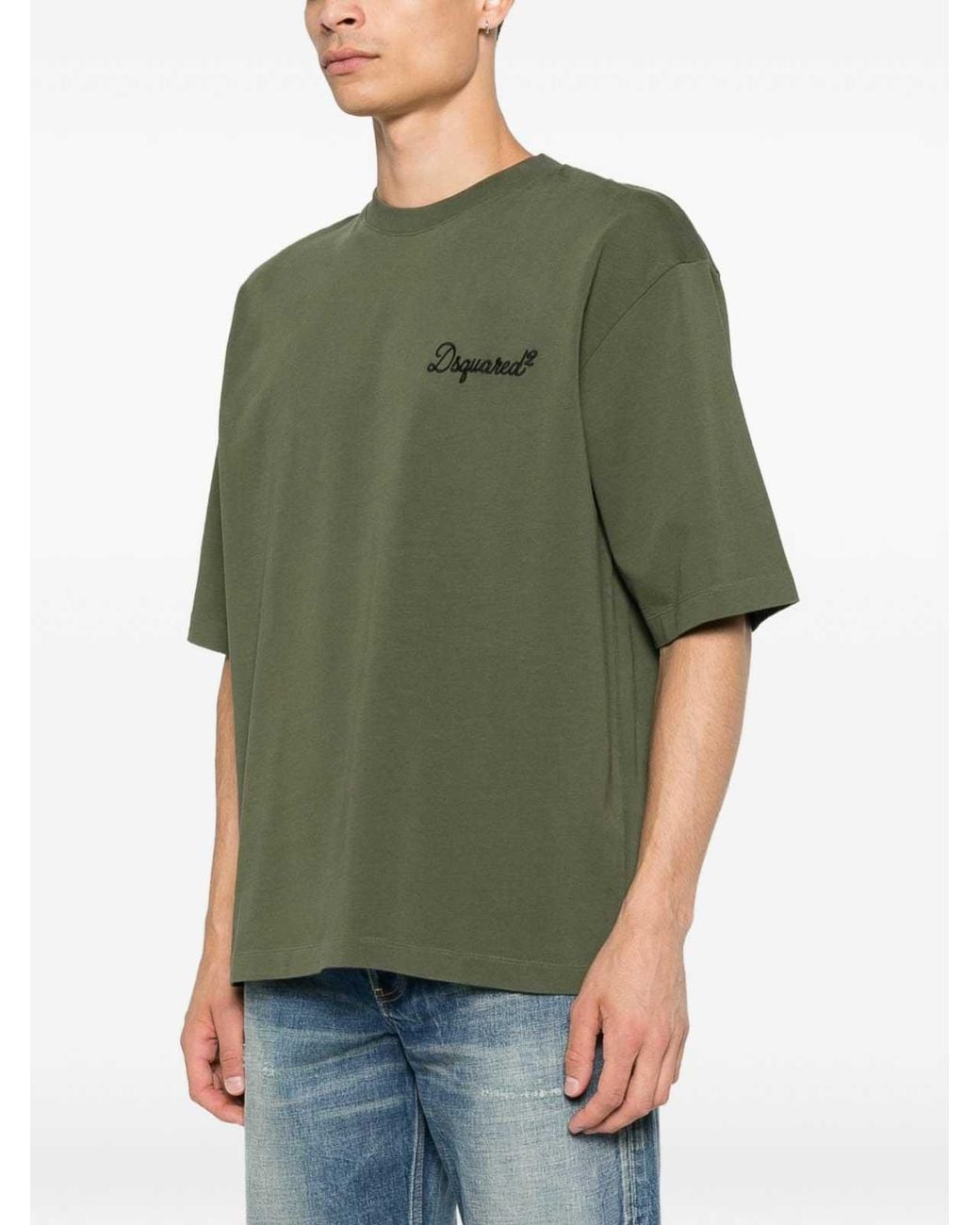 DSquared² Green Crew-Neck Short-Sleeve Sweater for men