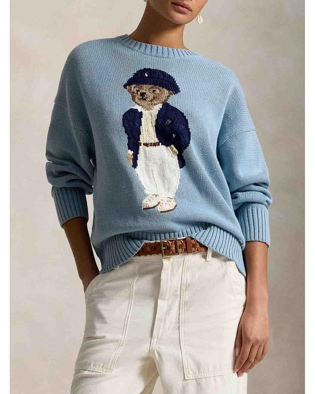 Polo Ralph Lauren Blue Polo Bear Oversize Cotton Jumper