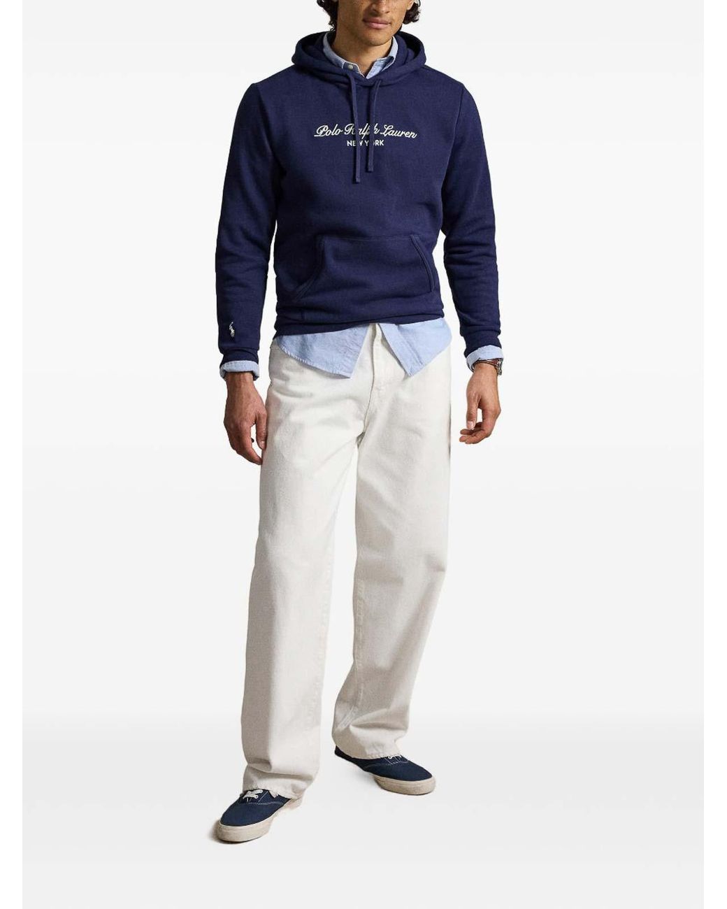 Polo Ralph Lauren Blue Hoodie With Kangaroo Pocket for men