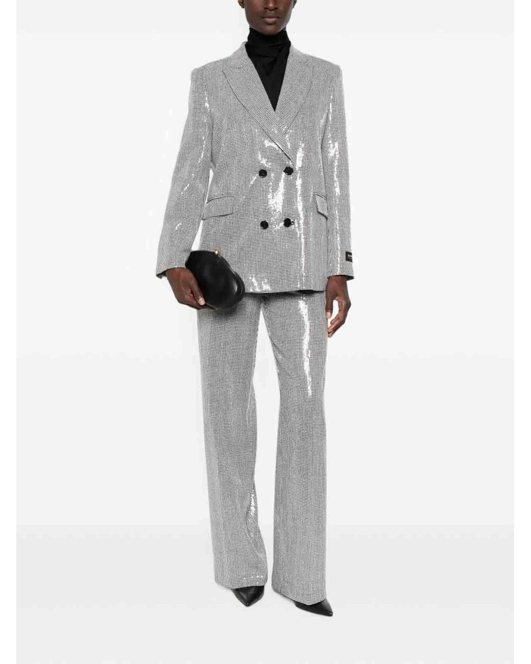 ERMANNO FIRENZE Gray Sequined Double-Breasted Jacket