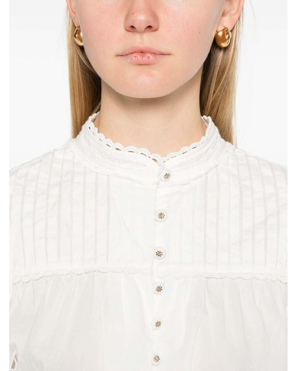 Farm Rio White Blouse With Floral Embroidery