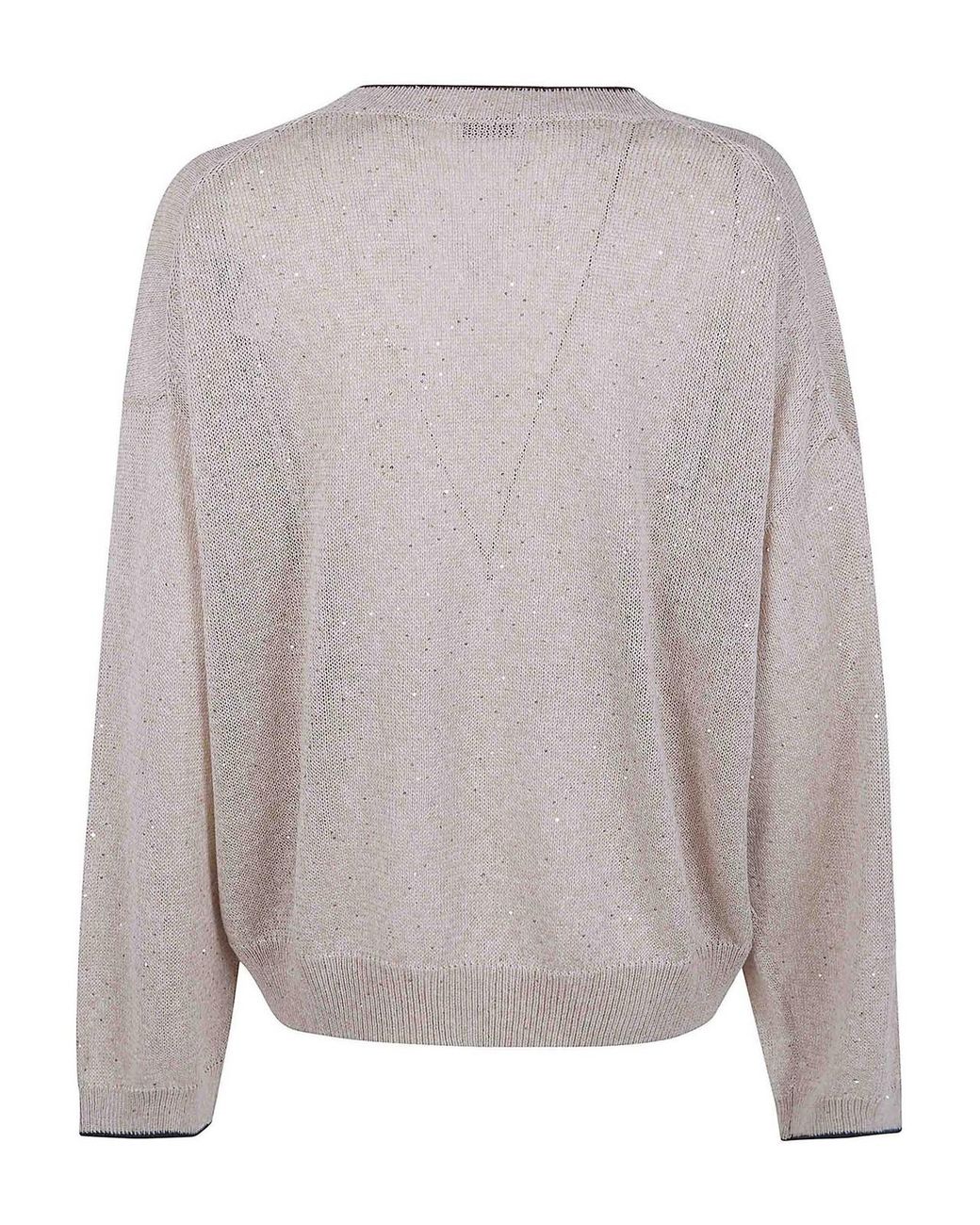 Brunello Cucinelli Gray Round Neck Sweater