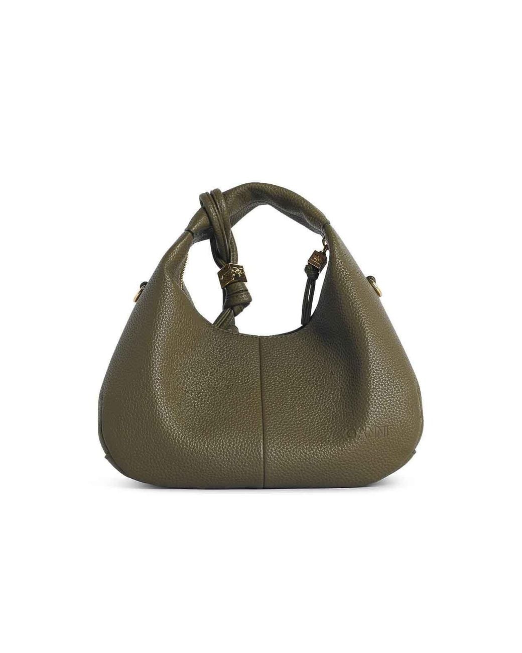 Ganni Green Eco Leather Mini Hobo Bag