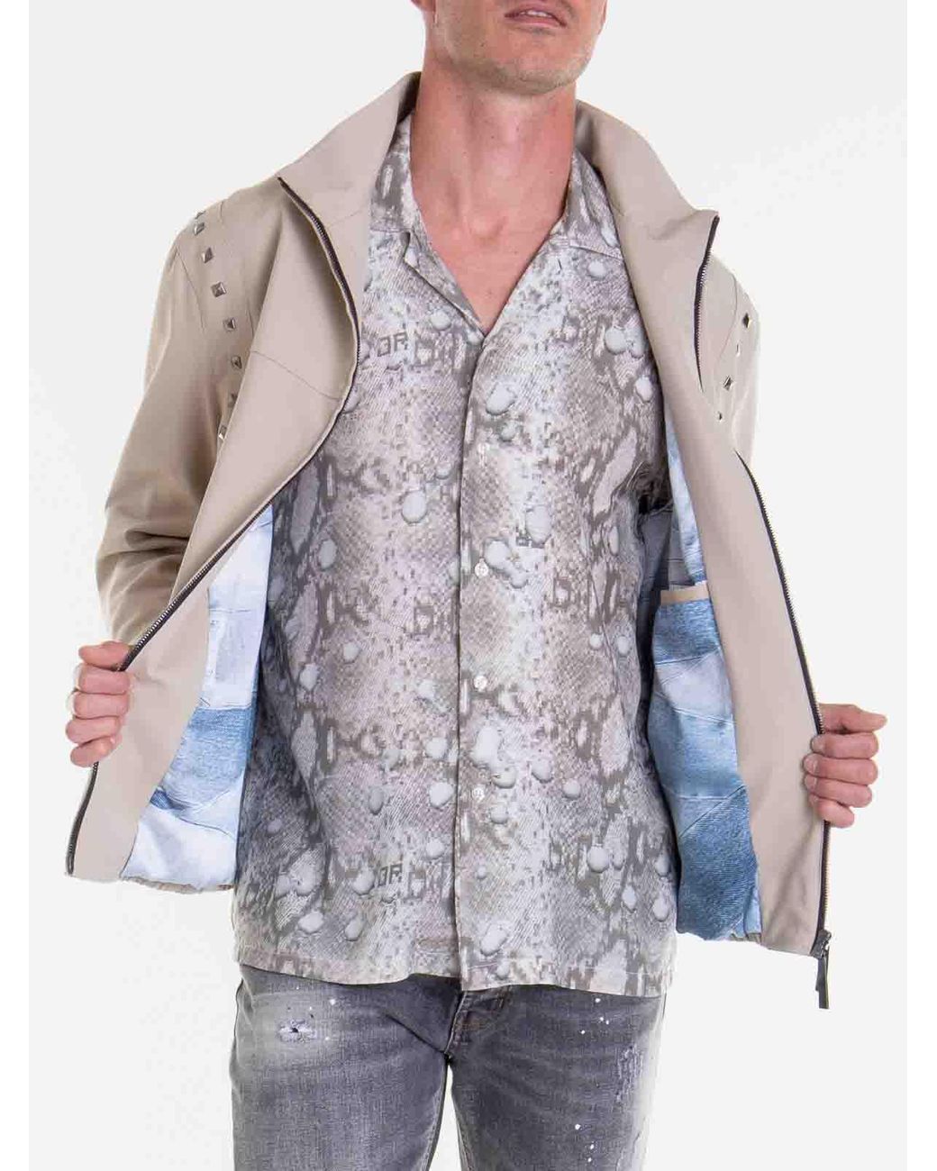 John Richmond Pink Studded Zip Jacket for men