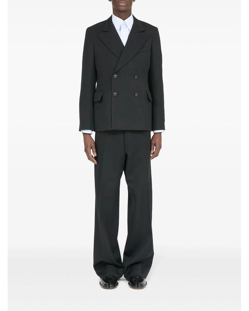 Maison Margiela Black Four-Stitch Wool Blazer for men
