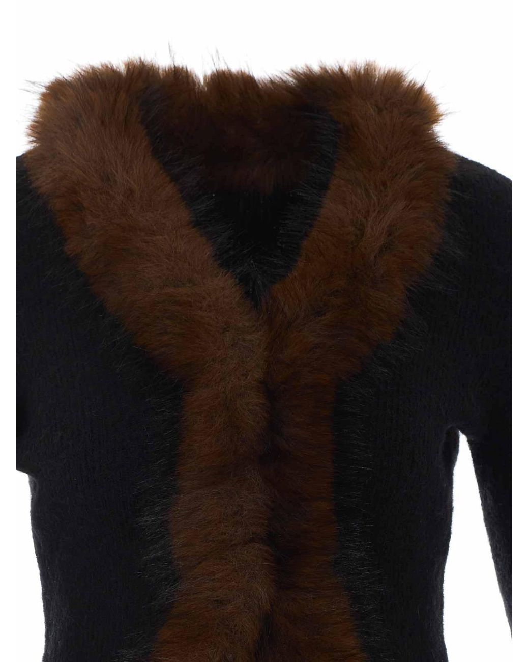 Self-Portrait Black Faux Fur Cardigan