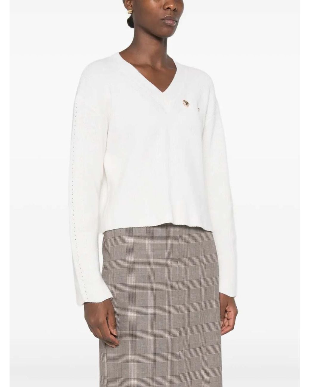 Twinset White Round Neck Sweater