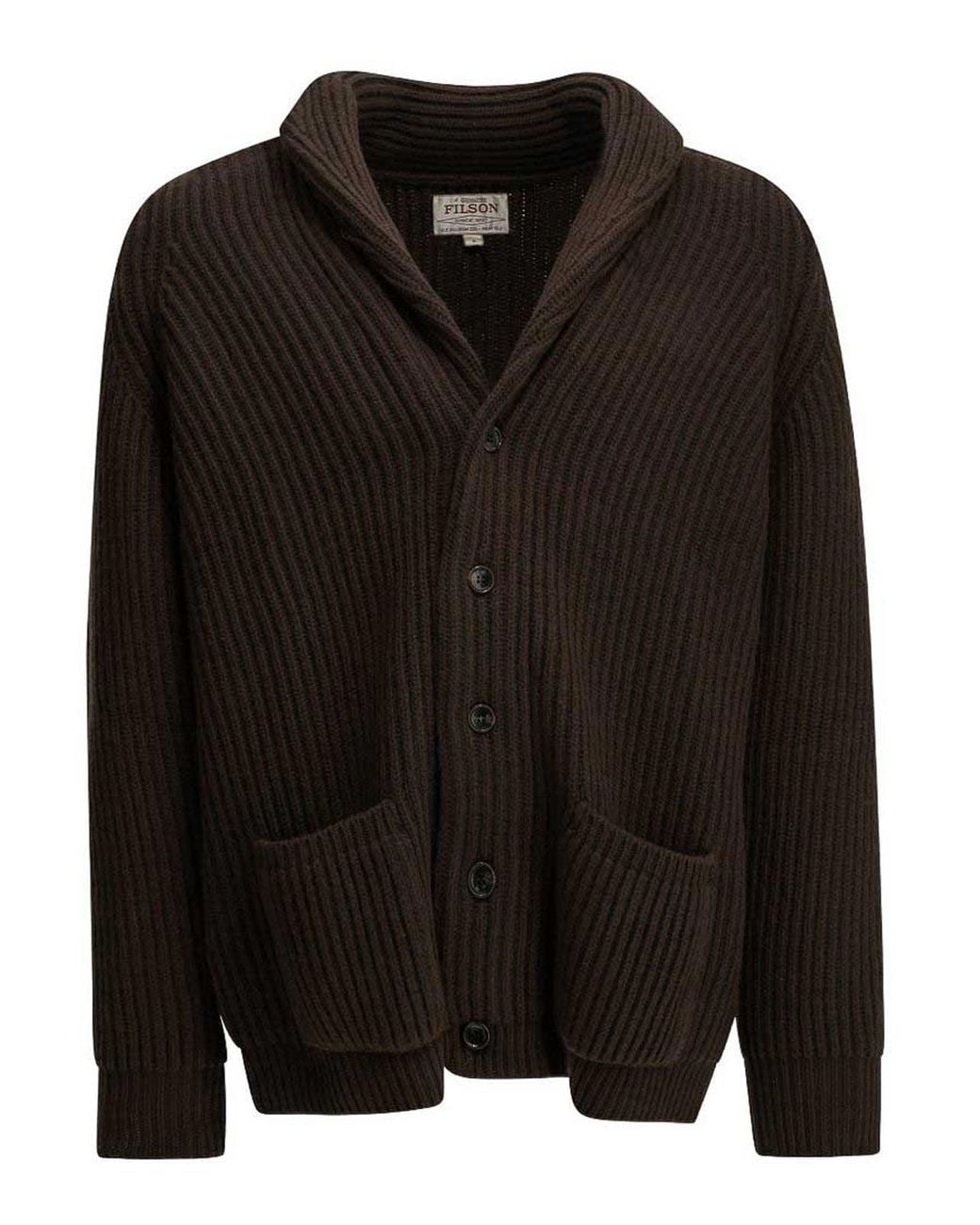 Filson Black Knit V-Neck Cardigan With Pockets for men