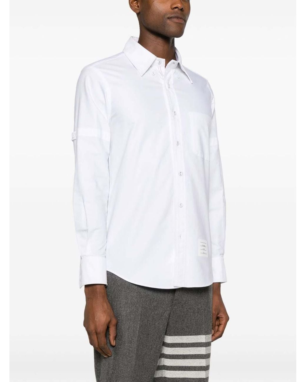 Thom Browne White Armband-Detail Cotton Shirt for men