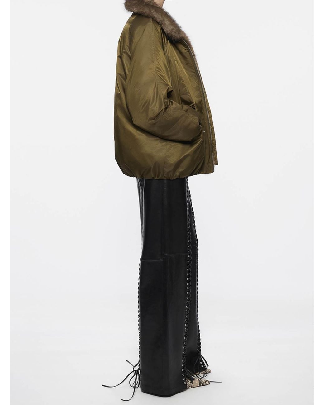 Stand Studio Green Thilda Glossy Nylon Jacket