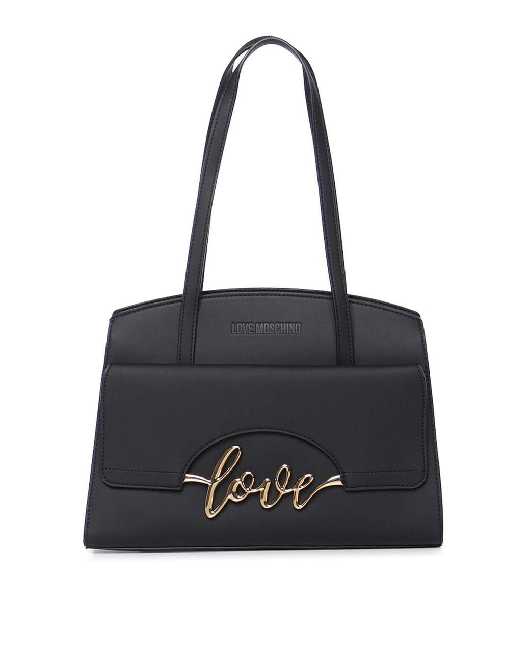 Love Moschino Black Shoulder Bag With Logo Writing