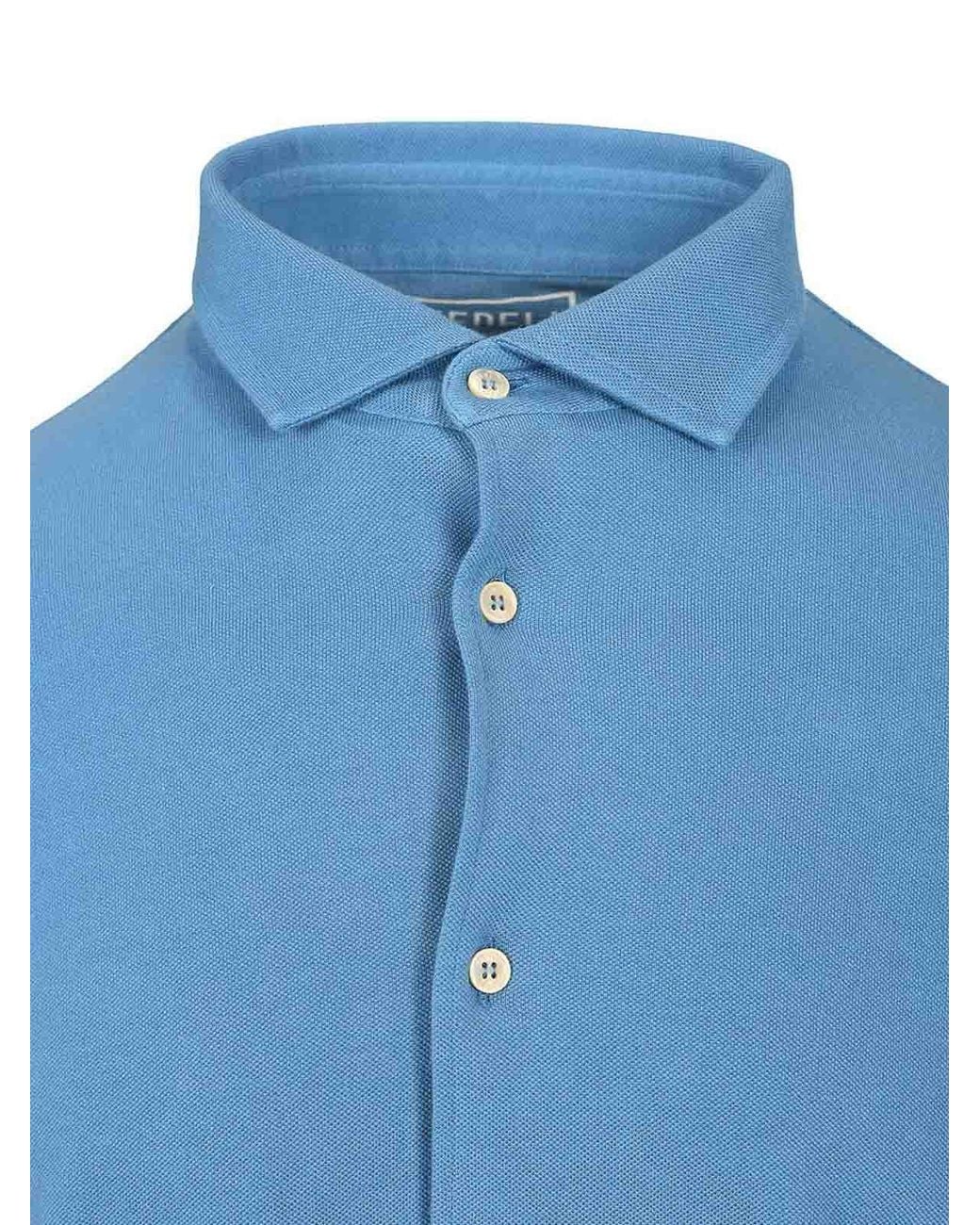 Fedeli Blue Long-Sleeved Shirt for men