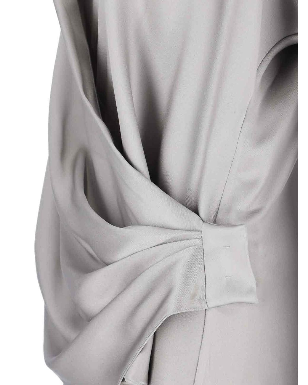 Giorgio Armani Gray Silk Asymmetrical Shirt