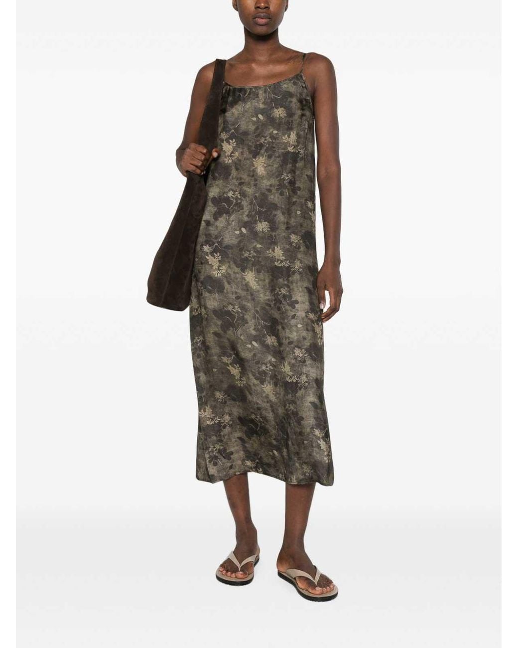 Uma Wang Green Anaya Printed Long Dress