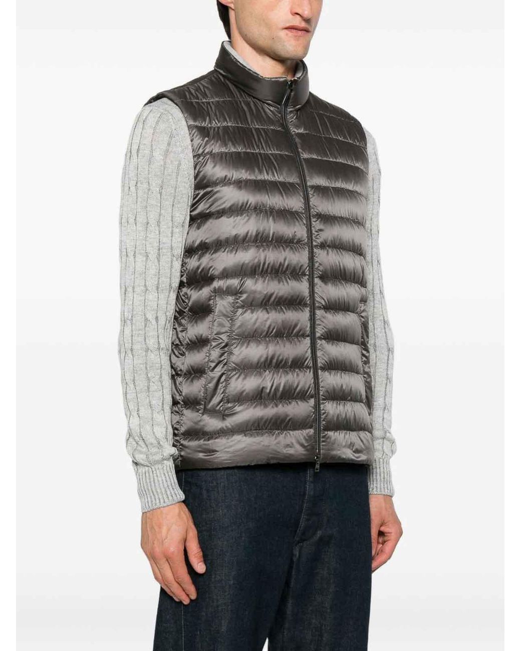 Herno Gray Nylon Down Vest for men