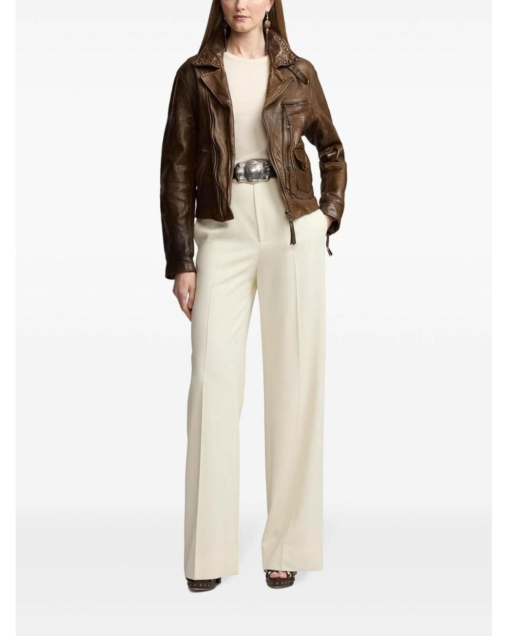 Polo Ralph Lauren Brown 'Andrea' Leather Jacket