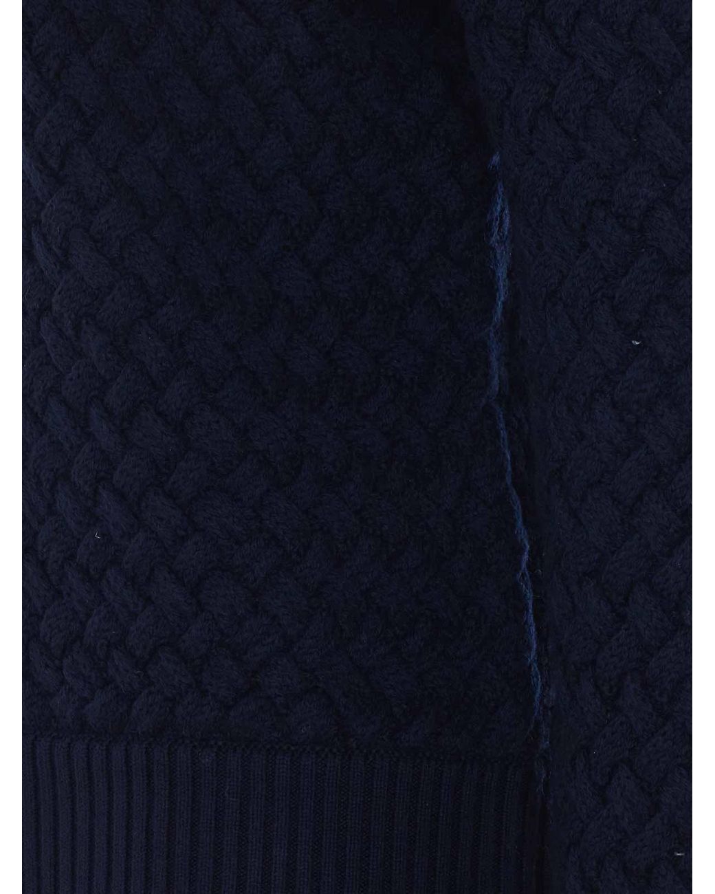 Bottega Veneta Blue Midnight Intrecciato Cardigan