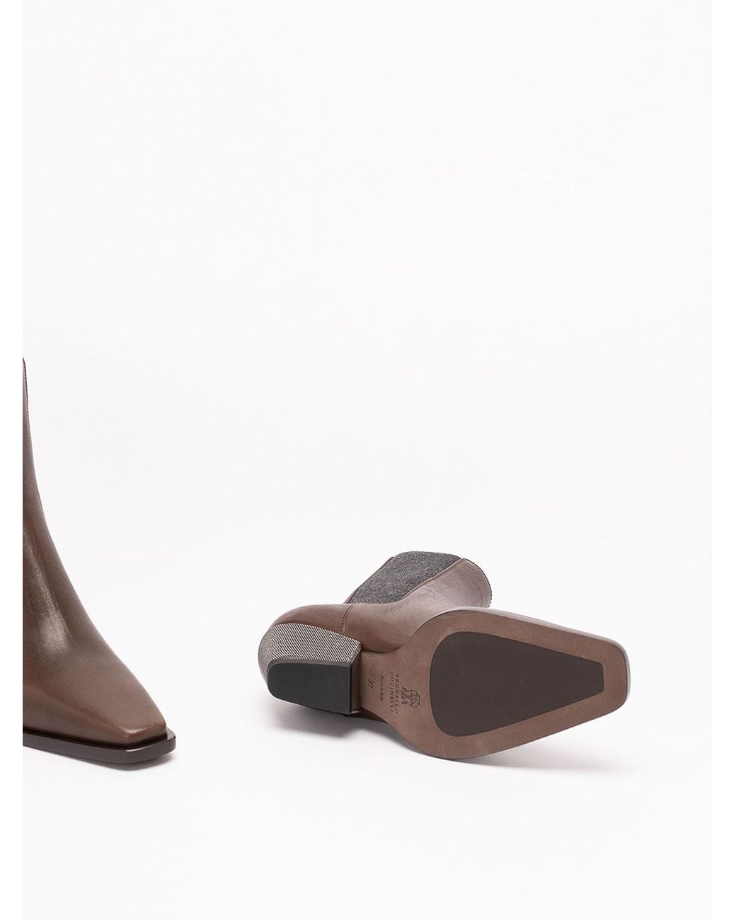 Brunello Cucinelli Brown Ankle Boots With Heels