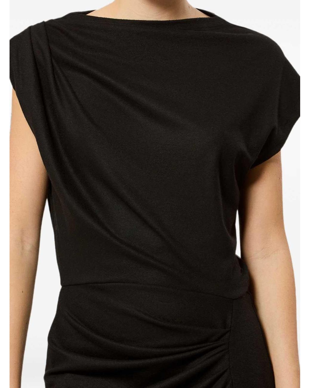Isabel Marant Black Draped Flannel-Jersey Long Dress