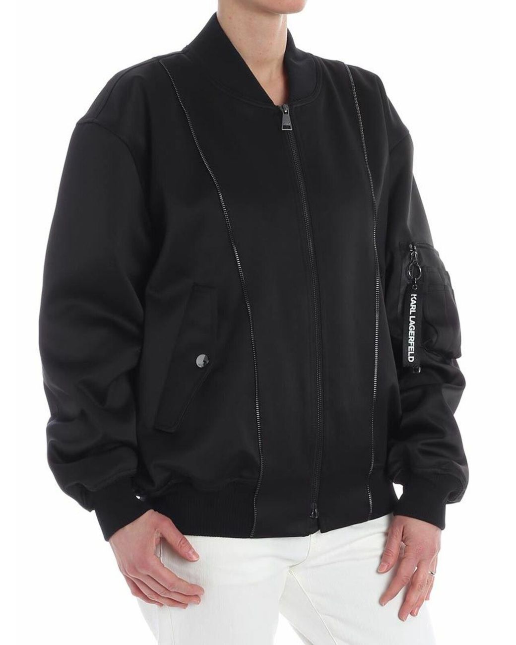 Karl Lagerfeld Black Oversize Bomber