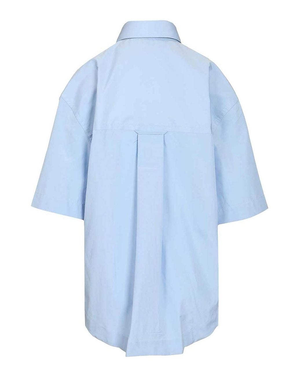 AMI Blue Short-Sleeved Poplin Shirt