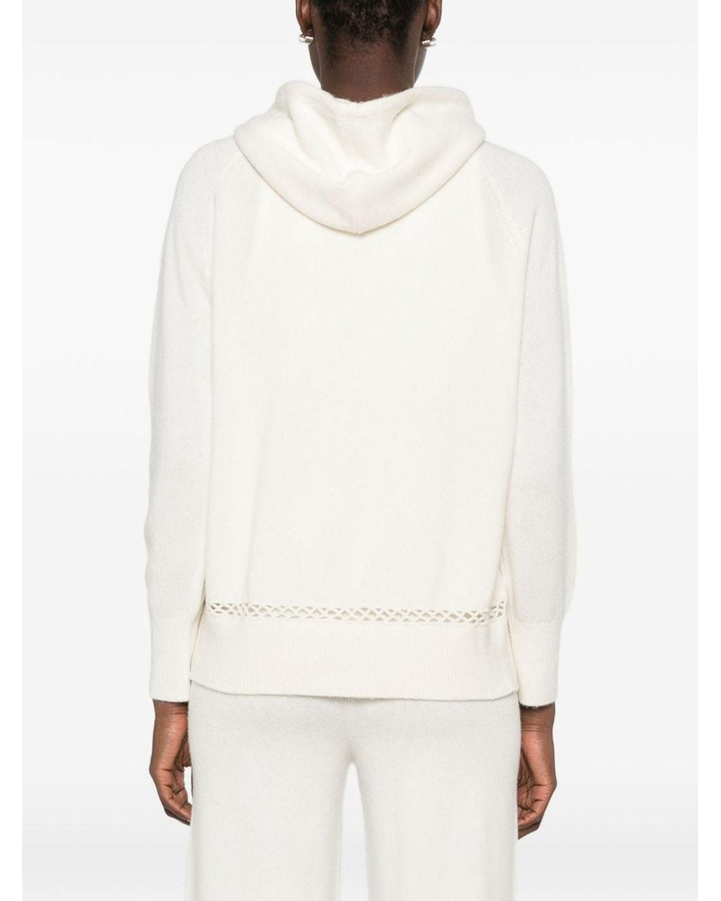 ERMANNO FIRENZE White Wool And Cashmere Hoodie