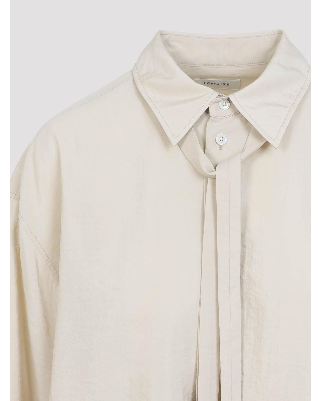 Lemaire White Long Shirt With Tie