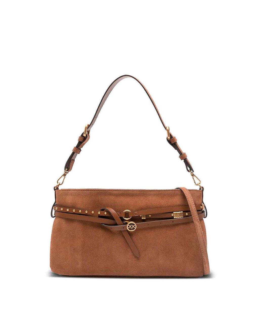 Pinko Brown Classic Suede Belt Bag