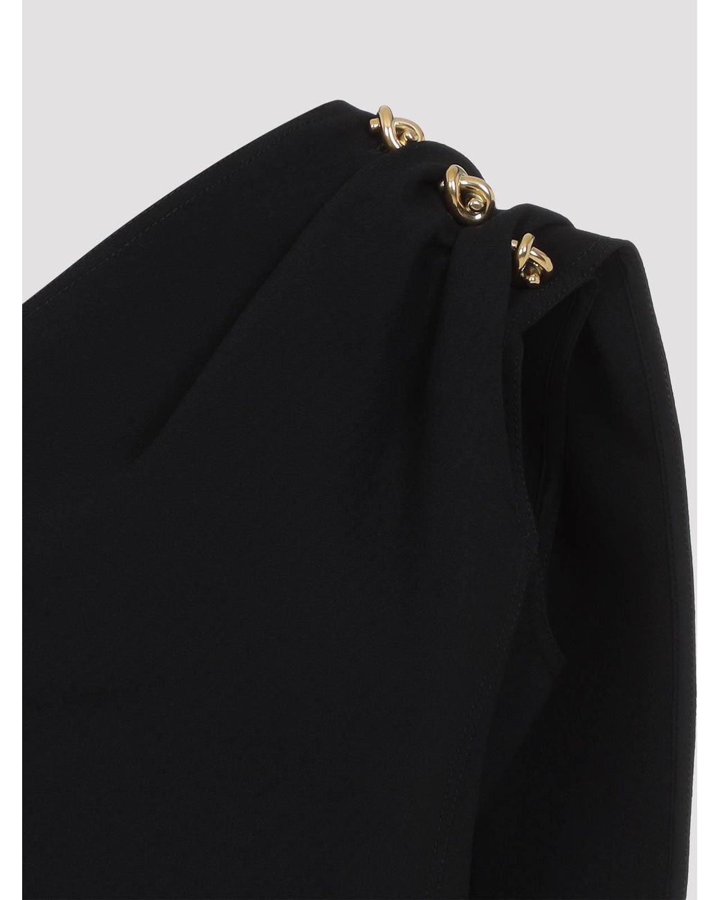 Bottega Veneta Black Asymmetric Wool Blend Top For