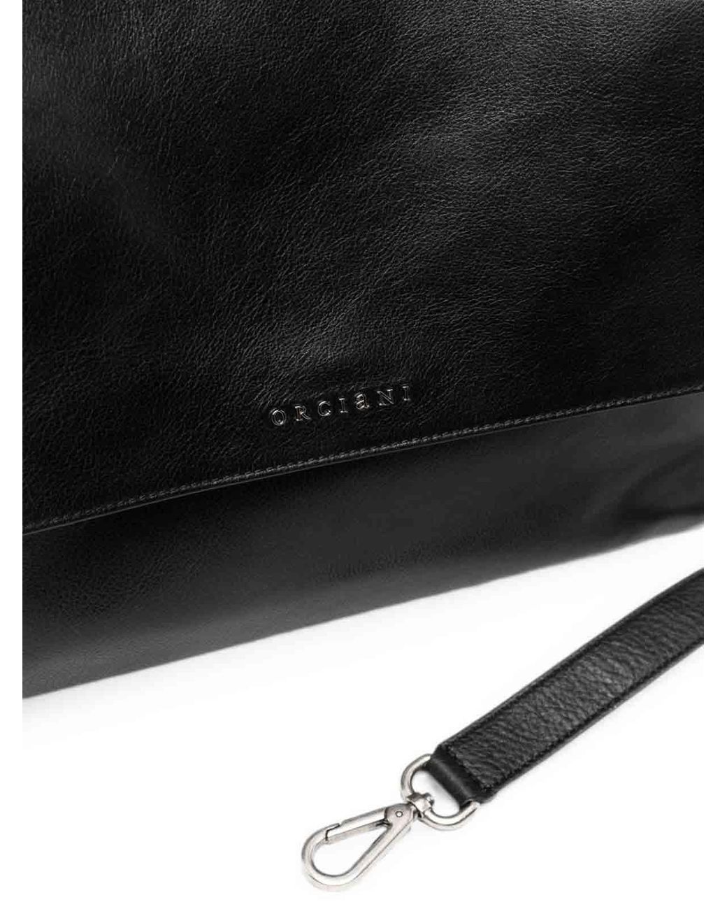 Orciani Black Sveva Lagoon Midi Leather Shoulder Bag