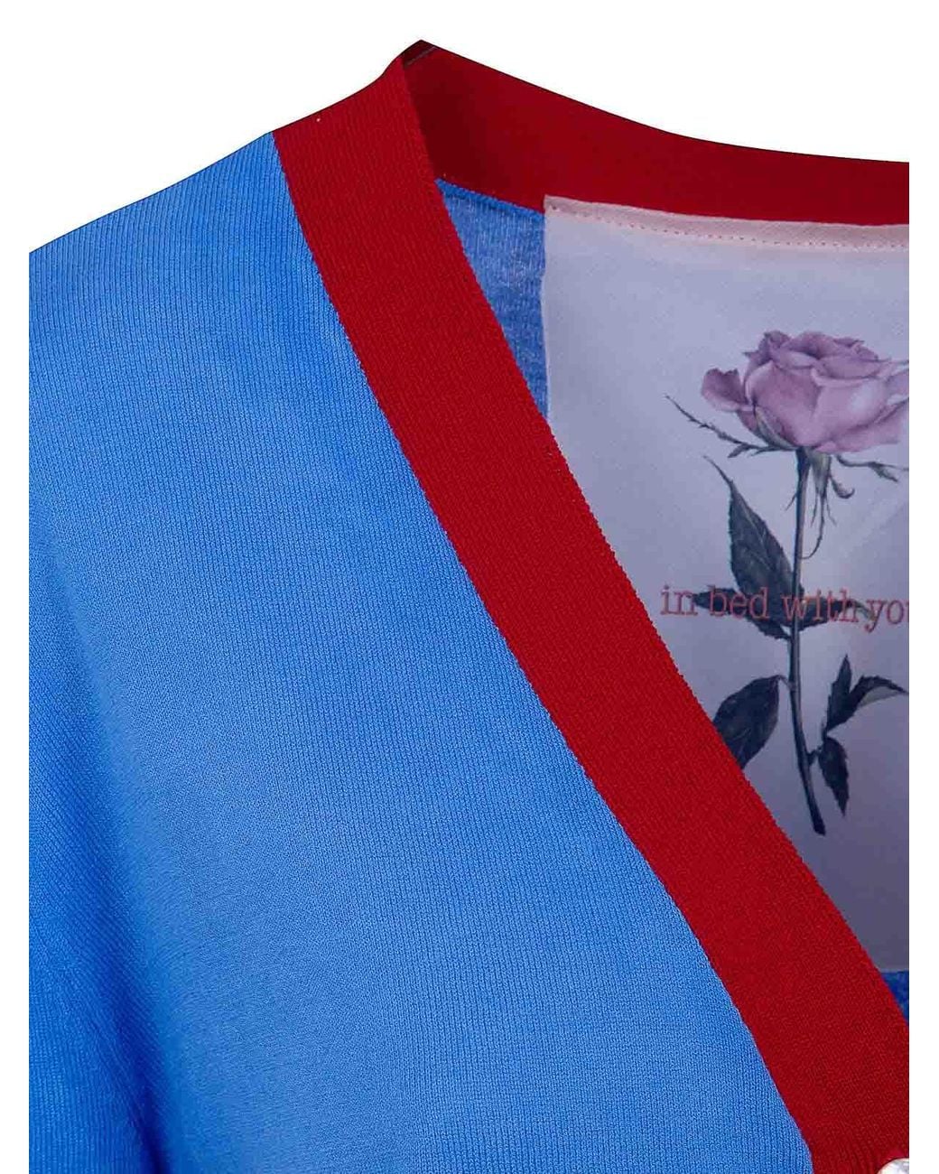 In bed with You Blue V Neck Printed Cardigan