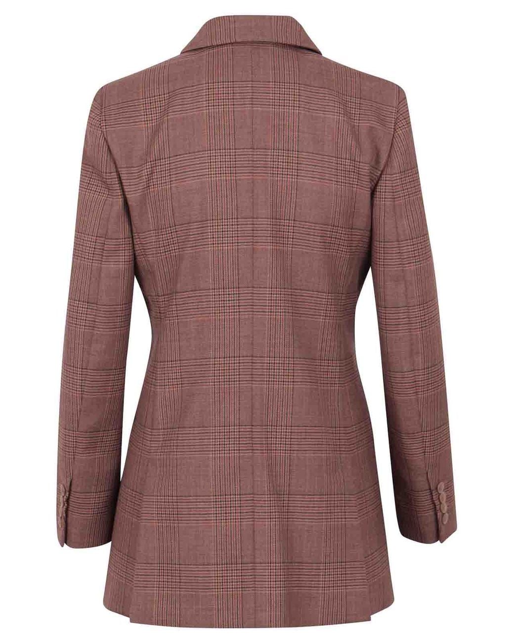Max Mara Purple Double-Breasted Prince Of Wales Wool Jacket