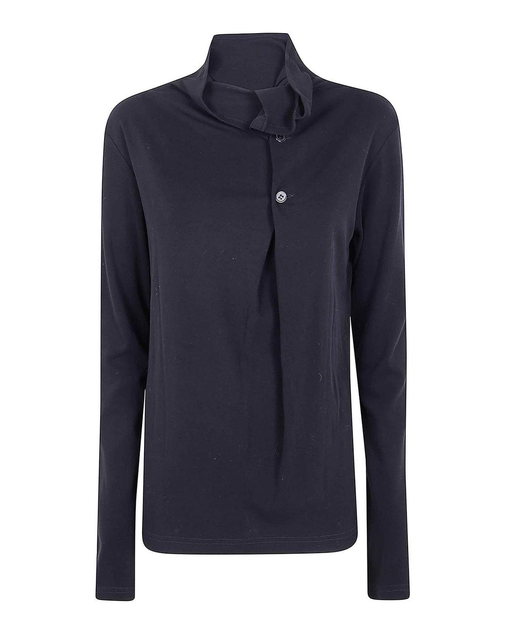 Y's Yohji Yamamoto Blue Ka- Back Button Off-Neck T