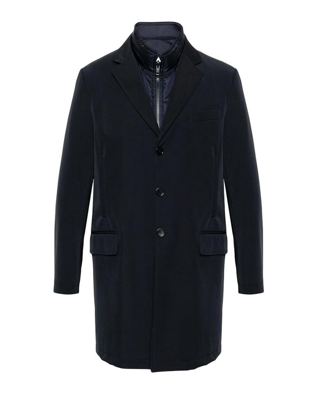 Fay Blue Layered Notched Lapel Jacket for men