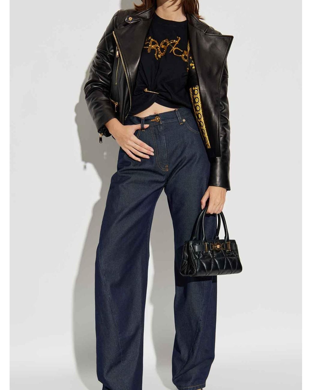 Versace Black Quilted Leather Jacket