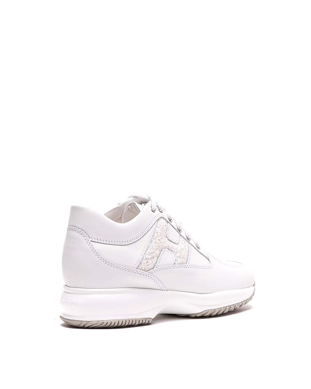 Hogan White Logo Round-Toe Sneakers