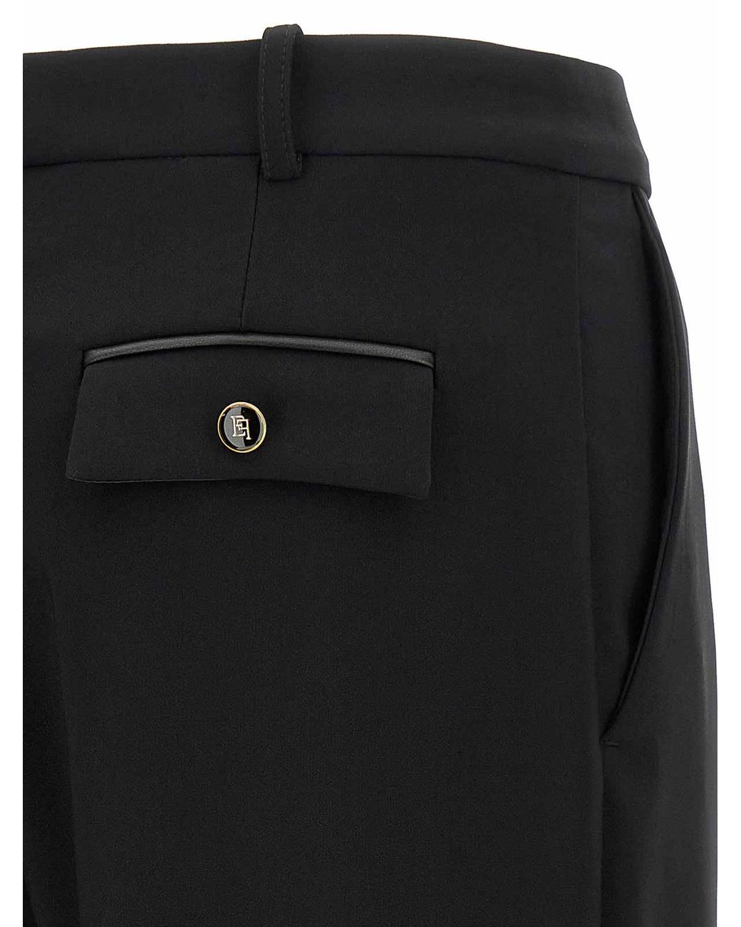 Elisabetta Franchi Black Fluid Cady Pants