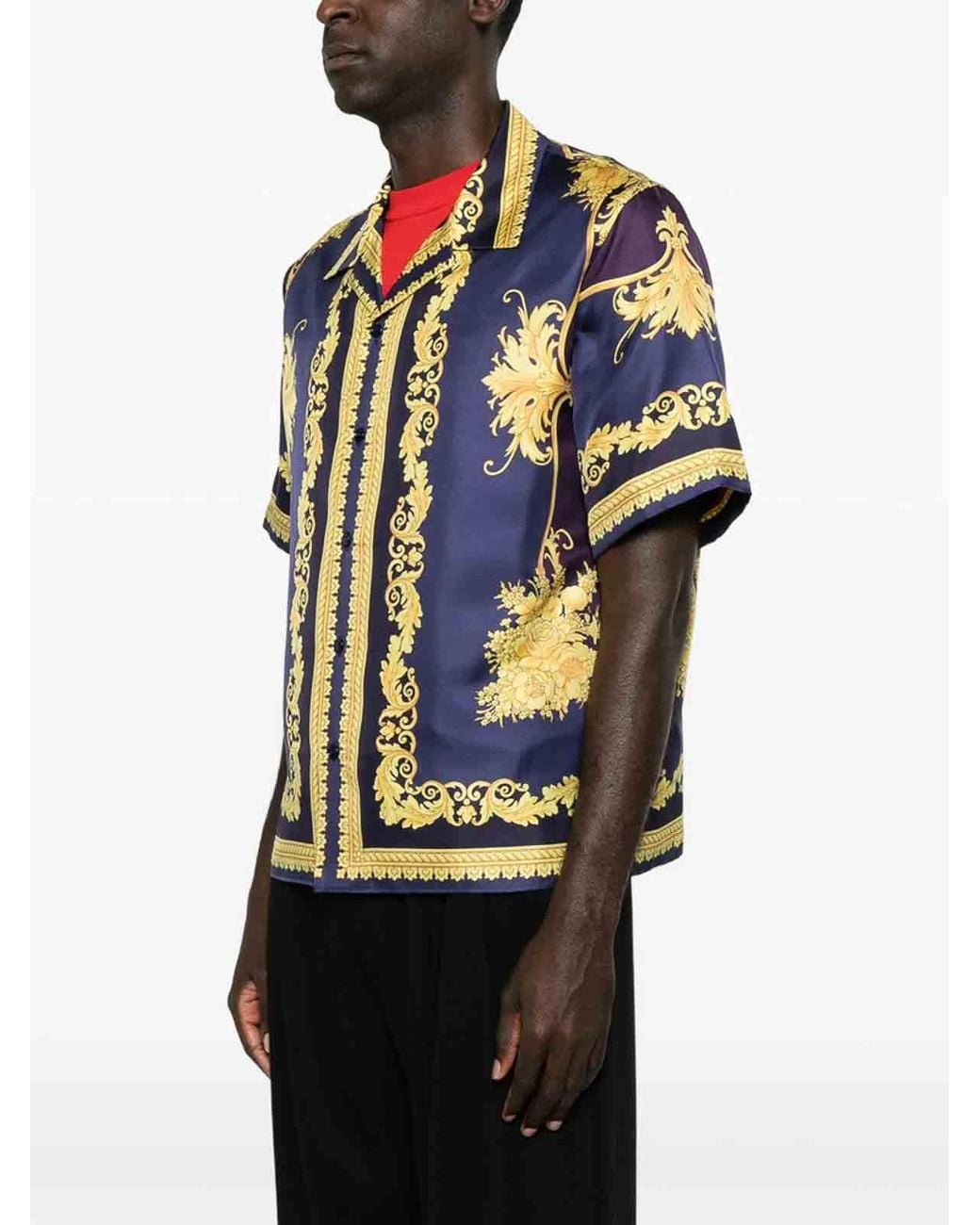 Versace Blue Leather Outerwear for men