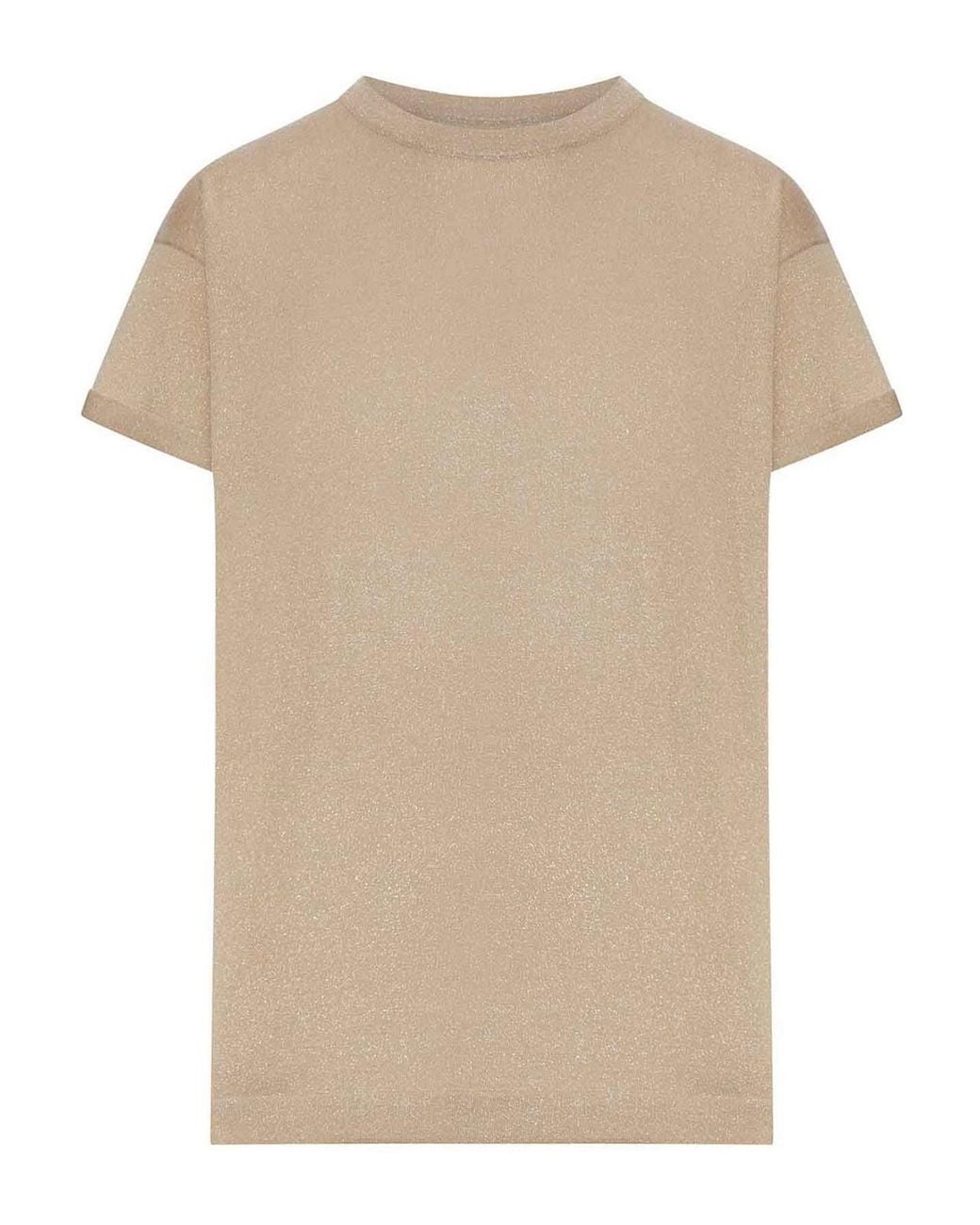 Brunello Cucinelli Natural Cashmere And Silk Lurex T-Shirt