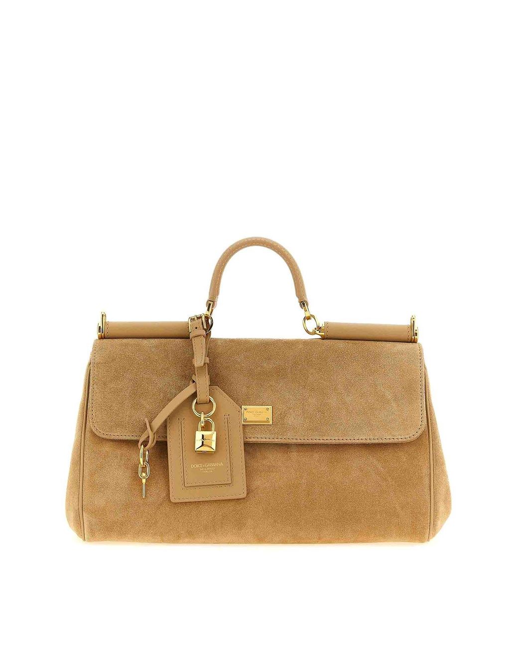 Dolce & Gabbana Natural My Sicily Suede Handbag