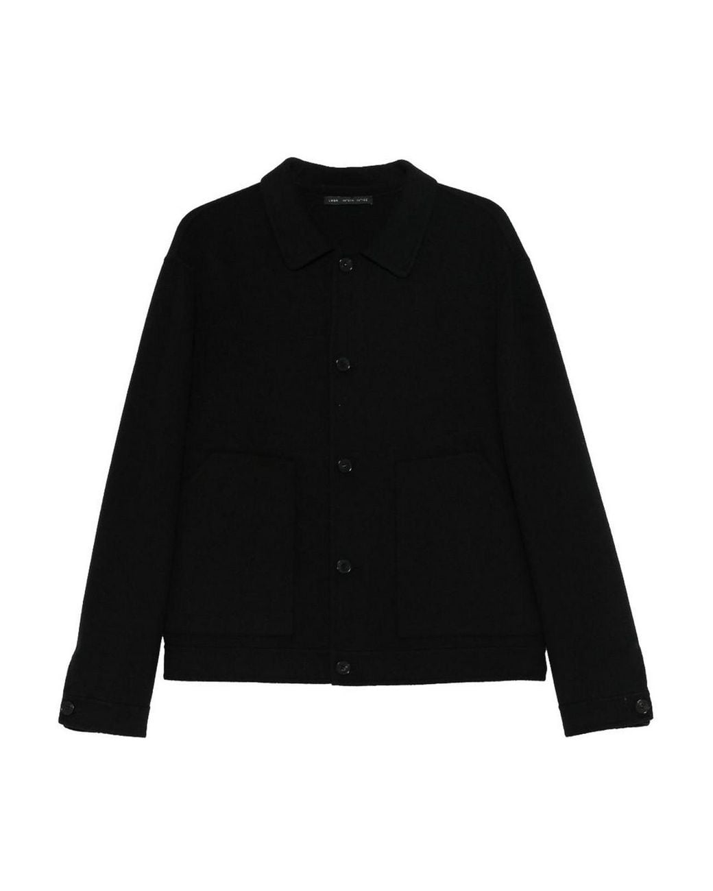 Low Brand Black Double Wool Jacket With Patch Pockets for men